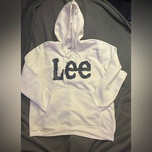 Lee White Pullover Hoodie with Black Logo